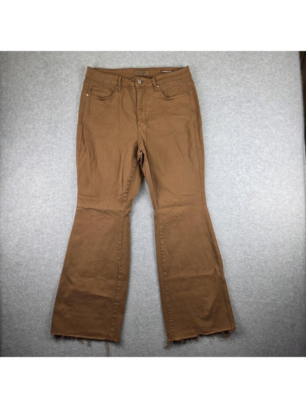 Judy Blue Flare Jeans Womens 16W Brown Stretch Denim Frayed Hem Plus Size - Picture 1 of 10